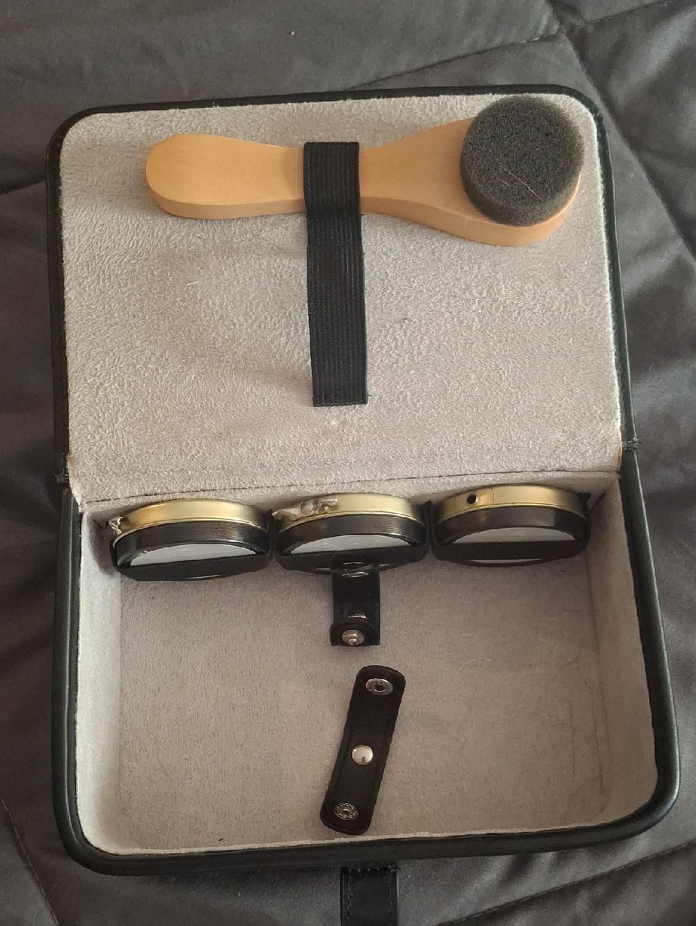 Peter Werth London Shoe Shine Kit Leather Case W Brush 3 Colors